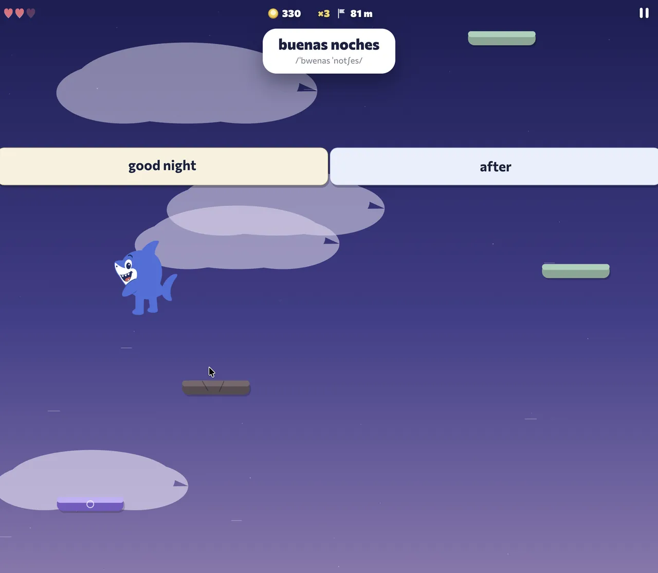 Fluera Jump: Traduce «buenas noches» entre plataformas nocturnas