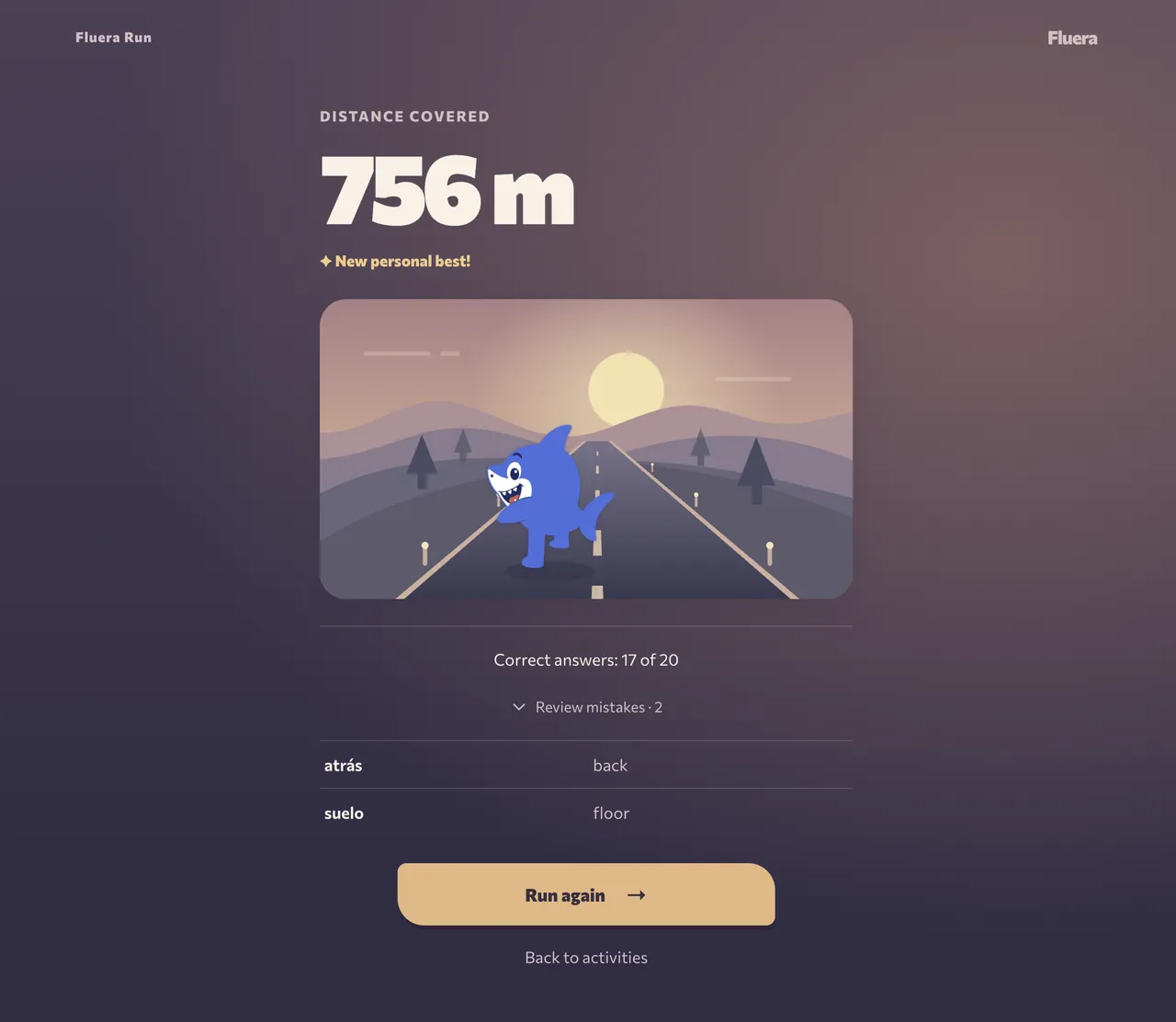 Fluera Run: Distance and accuracy after a run