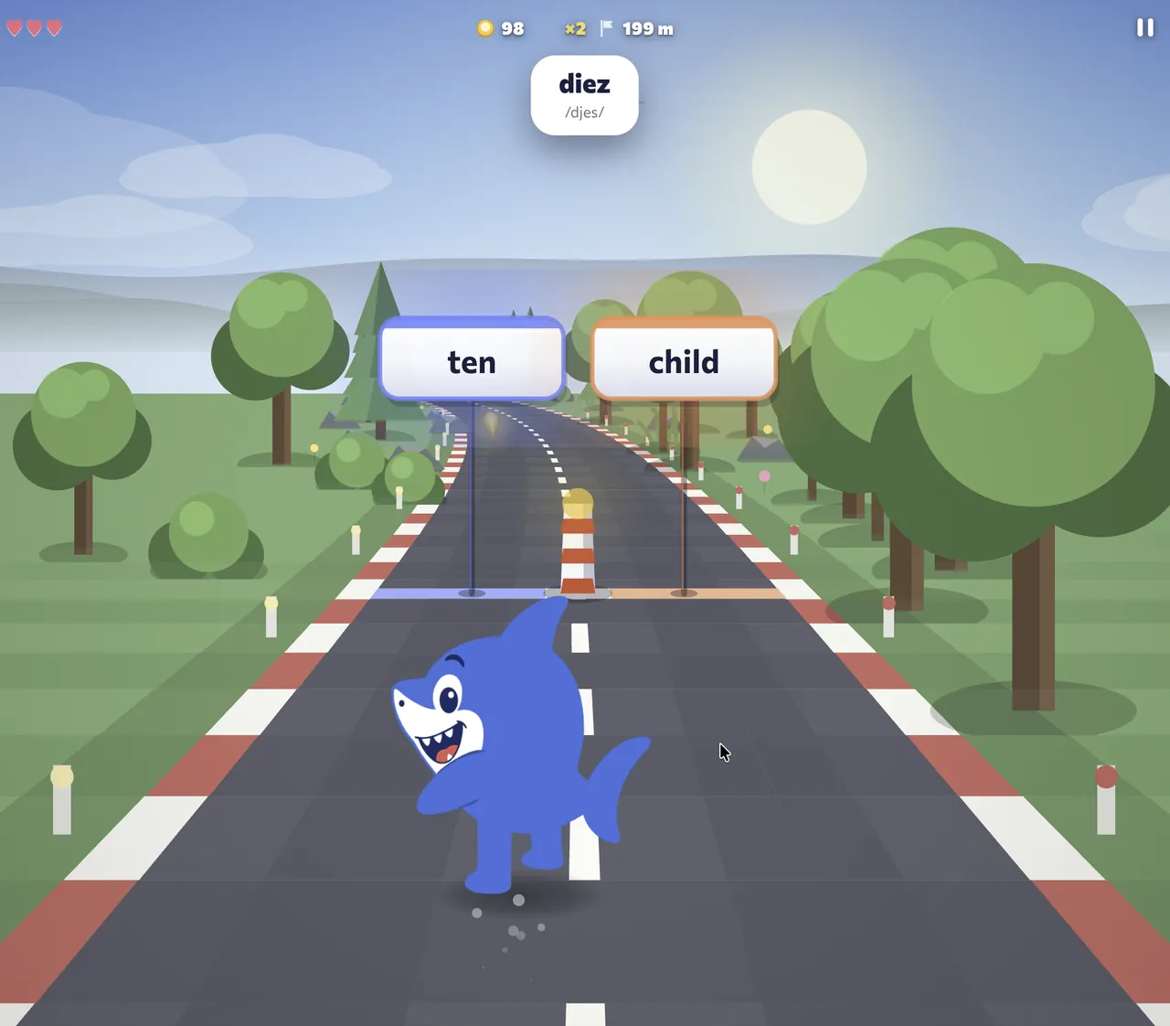 Fluera Run: Choose the lane with the correct translation of “diez”