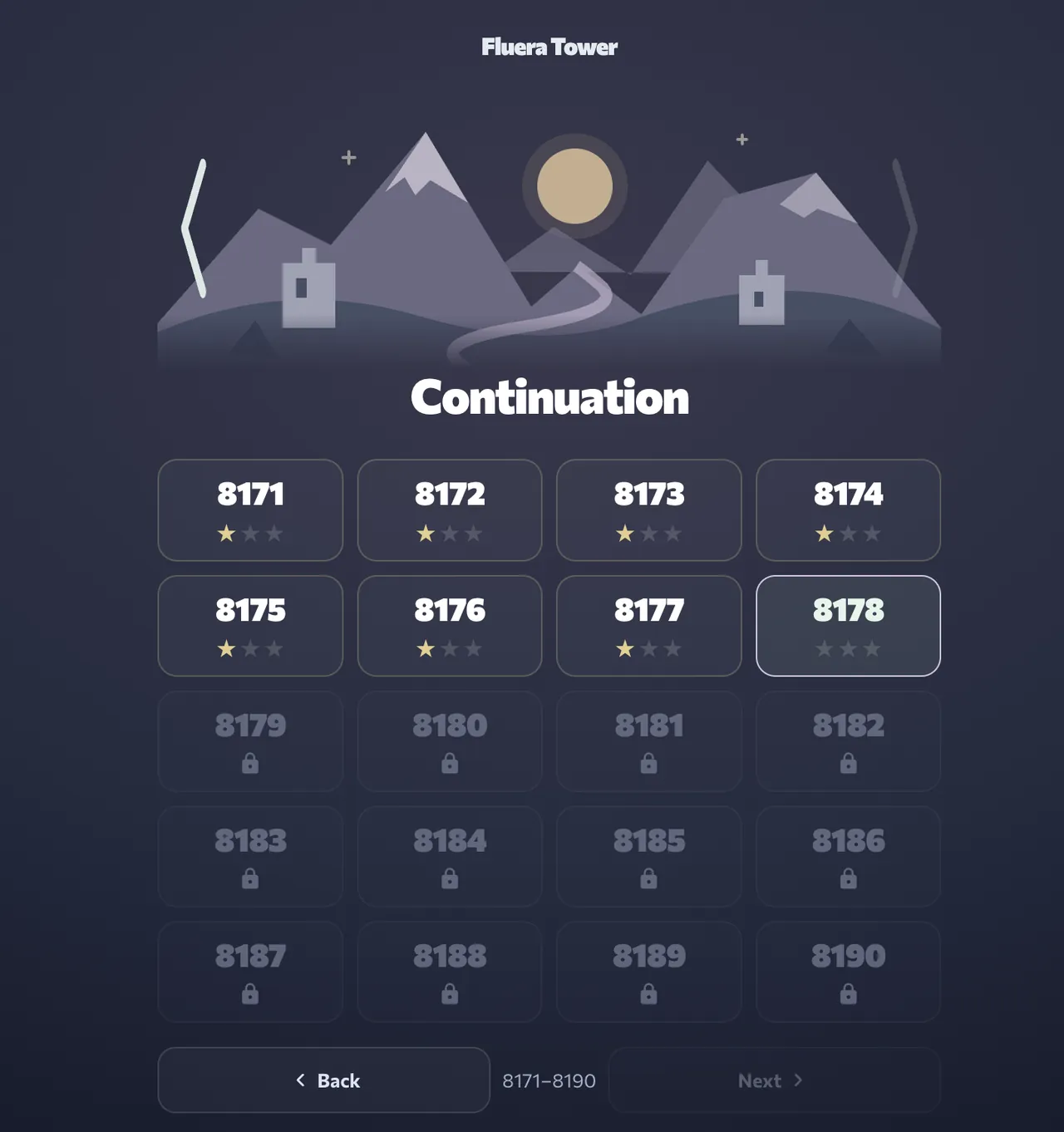 Fluera Tower: Campaign levels and earned stars